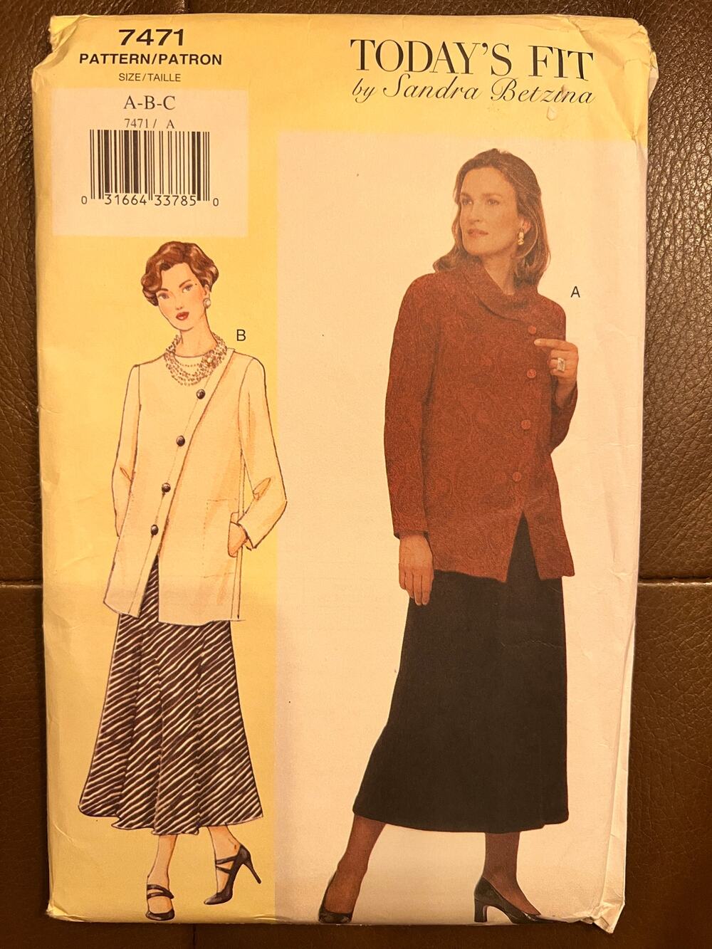Vintage Vogue 7471 Todays Fit Sandra Betzina Jacket Skirt Pattern A-B-C Uncut
